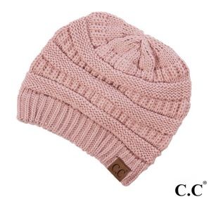 C.C Classic Cable Knit Beanie in Rose - NWT
